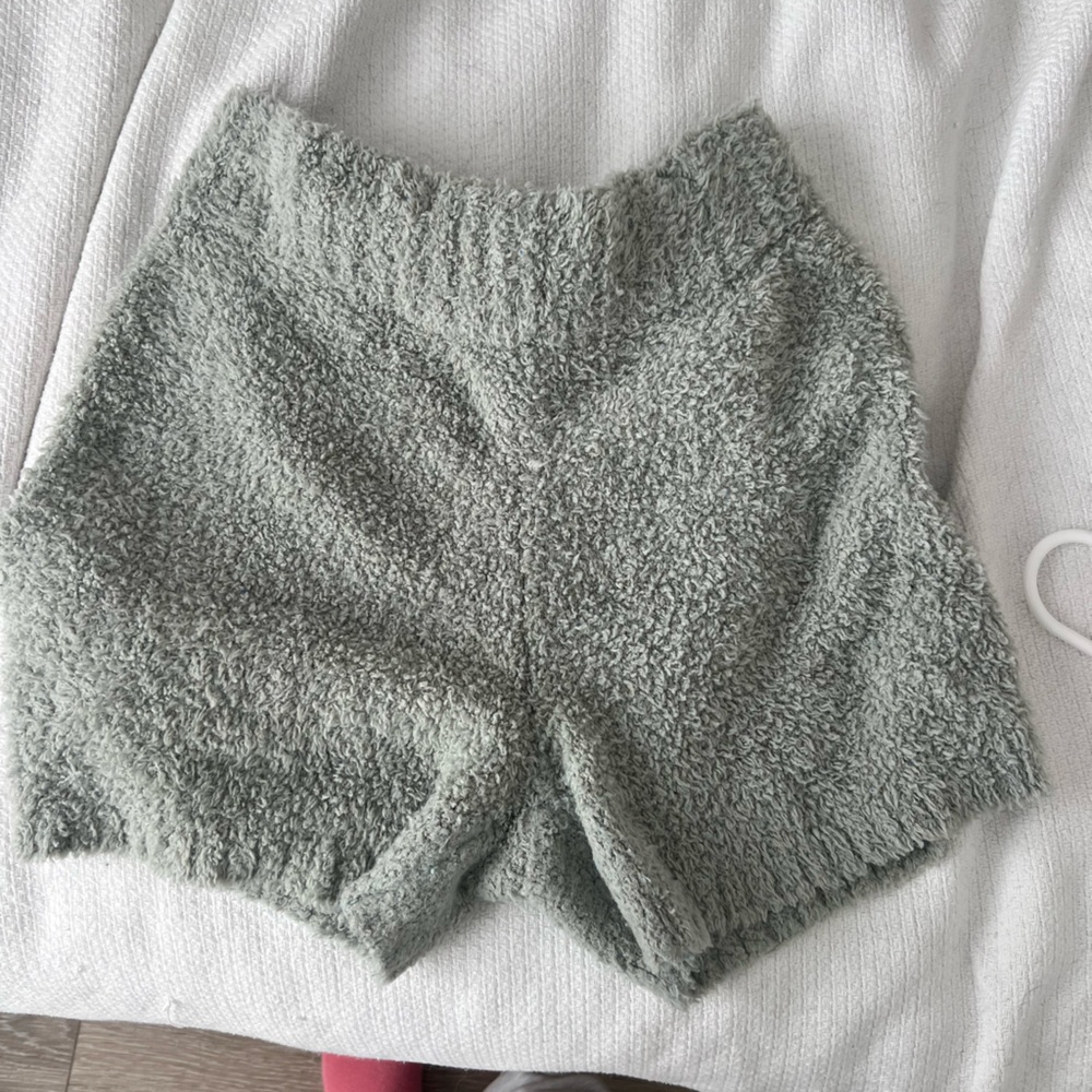 SKIMS Fuzzy Green/Gray Pajama Shorts